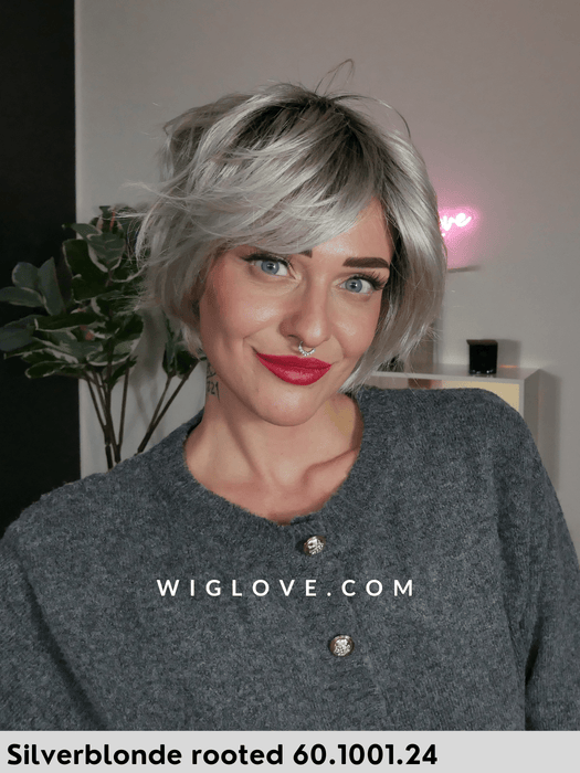 ESCAPE SOFT - 100% fatta a mano, attaccatura naturale, monofilamento rivestito - Wig Love - Parrucca SinteticaSilver Blonde Rooted