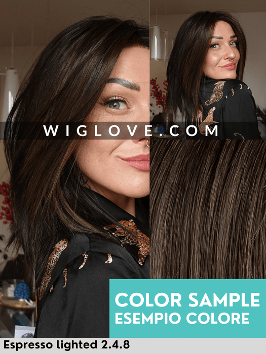 FANTASY SMALL DELUXE - Taglia S - attaccatura naturale, riga libera, fatta a mano - Wig Love - Parrucca SinteticaEspresso Lighted