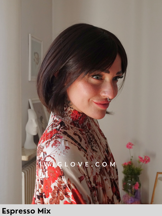 euro coco gisela mayer parrucca fatta a mano con frangetta caschetto capelli remy europei naturali lacefront riga libera dispositivo medico ce taglia M