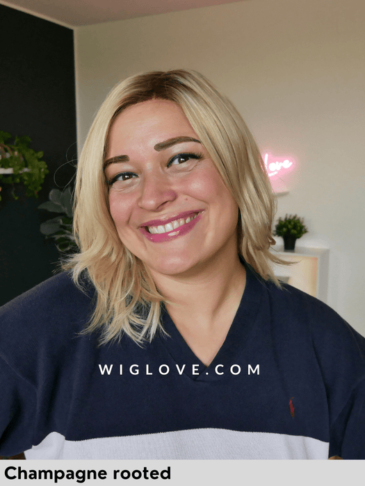 EURO COMO - Capelli Naturali 100% Europei - attaccatura naturale, riga libera - Wig Love - Parrucca Capelli VeriChampagne Rooted