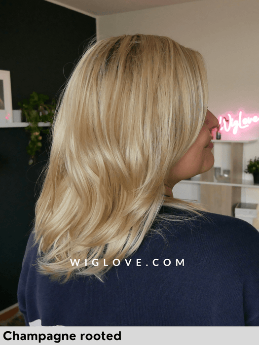 EURO COMO - Capelli Naturali 100% Europei - attaccatura naturale, riga libera - Wig Love - Parrucca Capelli VeriChampagne Rooted