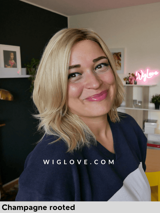 EURO COMO - Capelli Naturali 100% Europei - attaccatura naturale, riga libera - Wig Love - Parrucca Capelli VeriChampagne Rooted