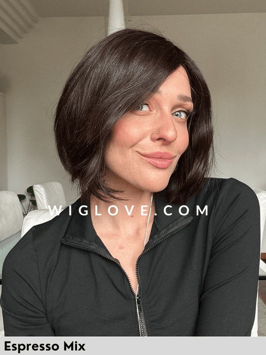 EURO SILVER - Capelli Naturali Europei - attaccatura naturale, riga libera, retro chiuso - Wig Love - Parrucca Capelli VeriEspresso Mix