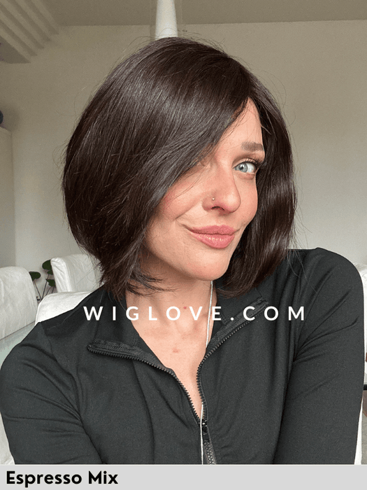 EURO SILVER - Capelli Naturali Europei - attaccatura naturale, riga libera, retro chiuso - Wig Love - Parrucca Capelli VeriEspresso Mix