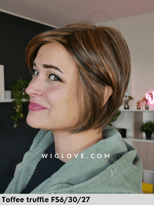 eve parrucca corta scalata in fibra sintetica termoresistente lacefront monofilamento attaccatura naturale riga libera retro aperto fatto a macchina piega liscia piastrabile