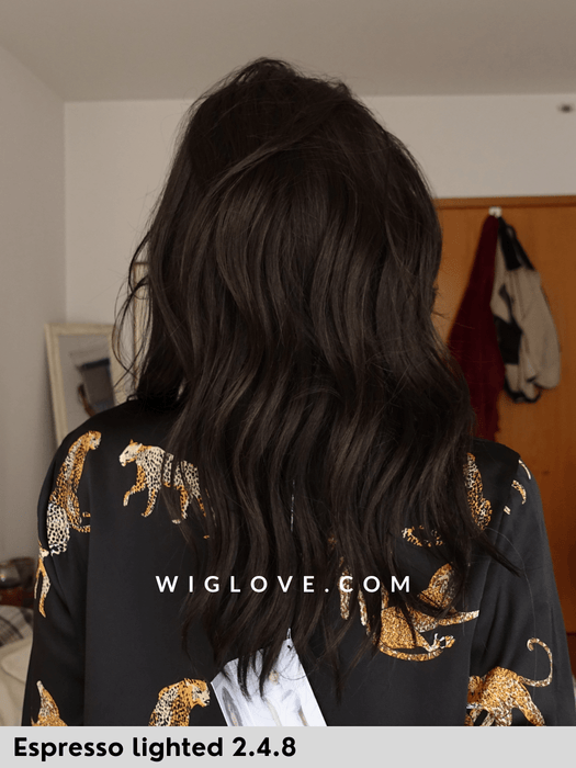 fantasy deluxe ellen wille parrucca mossa lunga in fibra sintetica termoresistente fatta a mano antisudore lacefront riga libera monofilamento retro chiuso dispositivo medico CE