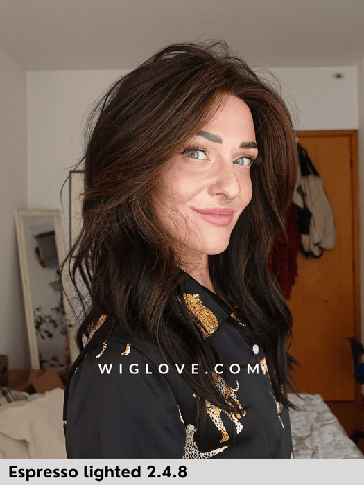 fantasy deluxe ellen wille parrucca mossa lunga in fibra sintetica termoresistente fatta a mano antisudore lacefront riga libera monofilamento retro chiuso dispositivo medico CE