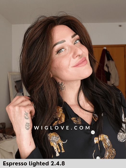 fantasy deluxe ellen wille parrucca mossa lunga in fibra sintetica termoresistente fatta a mano antisudore lacefront riga libera monofilamento retro chiuso dispositivo medico CE