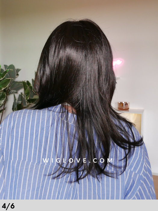 farah gisela mayer parrucca lunga liscia sintetica fatta a macchina monofilamento vortice dispositivo medico ce frangetta