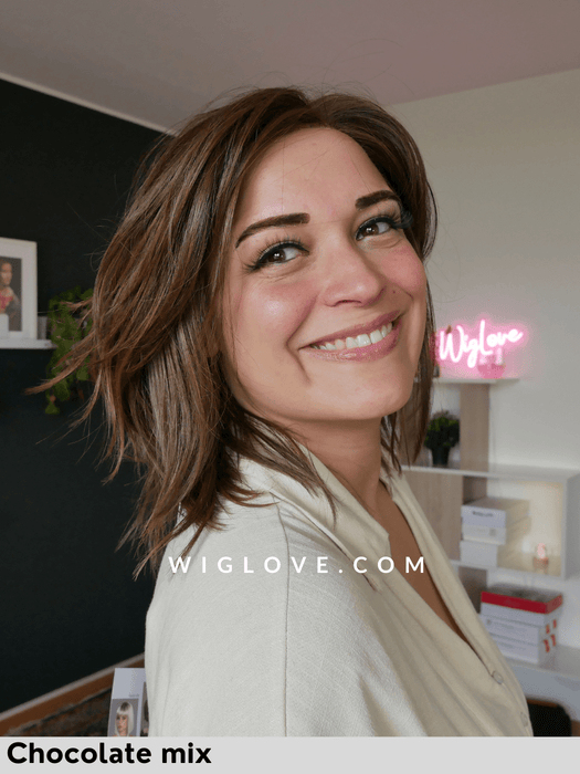 FLOW MONO PART - riga sinistra, attaccatura naturale - Wig Love - Parrucca SinteticaCoffee Brown Lighted