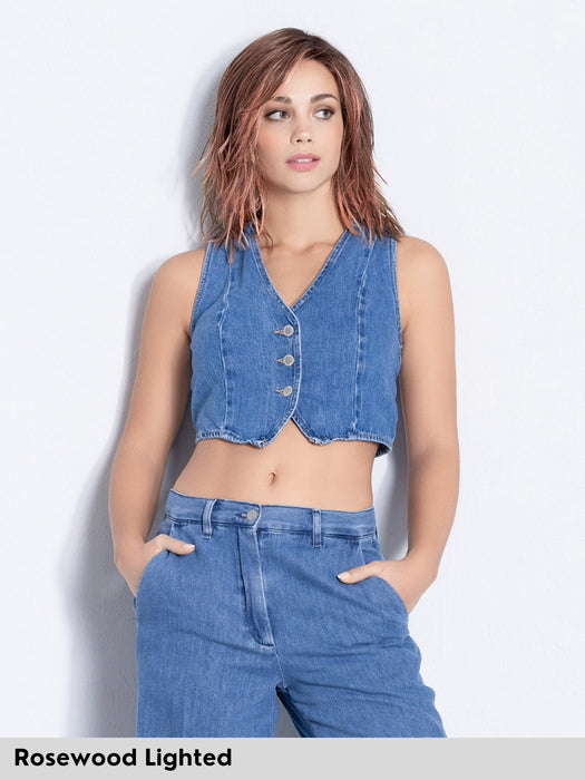 Parrucca sintetica resistente al calore mossa. Flow by Ellen Wille Perucci color rosewood lighted. Parrucca donna rossa castana.