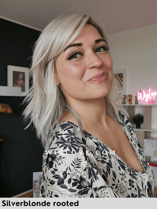 FLOW MONO PART - riga sinistra, attaccatura naturale - Wig Love - Parrucca SinteticaSilver Blonde Rooted