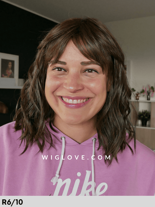 frankie parrucca estetica designs parrucca alle spalle mossa con frangetta fibra sintetica termoresistente fatta a macchina con monofilamento al vortice