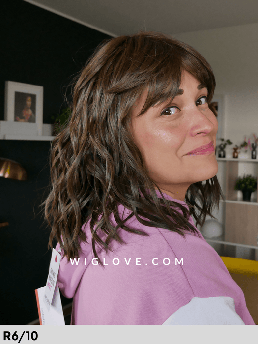 frankie parrucca estetica designs parrucca alle spalle mossa con frangetta fibra sintetica termoresistente fatta a macchina con monofilamento al vortice