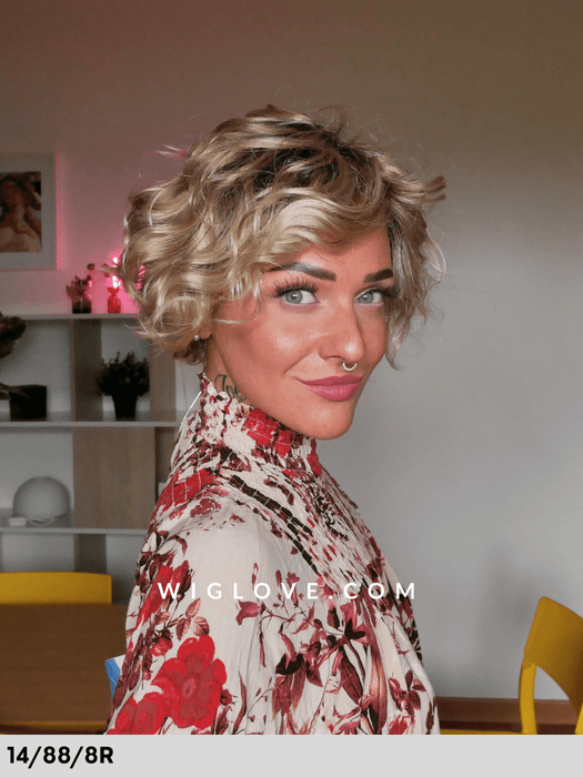 foxtrot rokoko hair company parrucca sintetica riccia e scalata asimmetrica lacefront riga sinistra