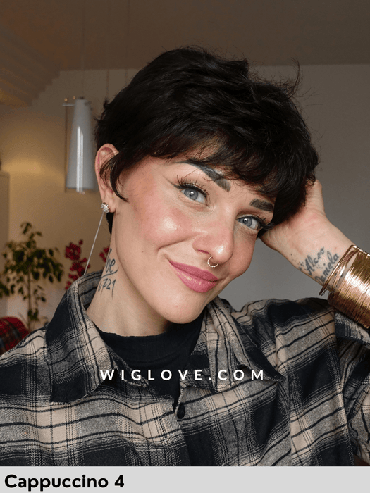 ginger mono lace deluxe gisela mayer parrucca corta  scalata sintetica fatta a mano lacefront monofilamento parrucche chemioterapia dispositivo medico CE