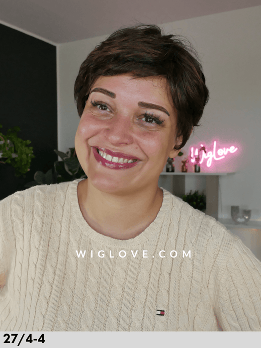 ginger mono lace deluxe gisela mayer parrucca corta  scalata sintetica fatta a mano lacefront monofilamento parrucche chemioterapia dispositivo medico CE