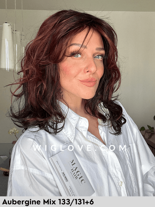 MAGIC FESTIVAL - monofilamento vortice, no lace front - Wig Love - Parrucca SinteticaAubergine Mix 133/131+6