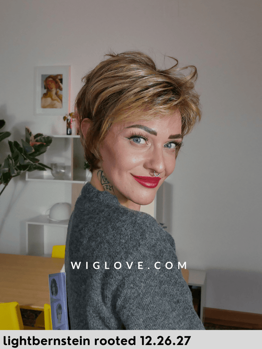 HARMONY SOFT - 100% fatta a mano, attaccatura naturale, riga libera - Wig Love - Parrucca SinteticaLight Bernstein Rooted