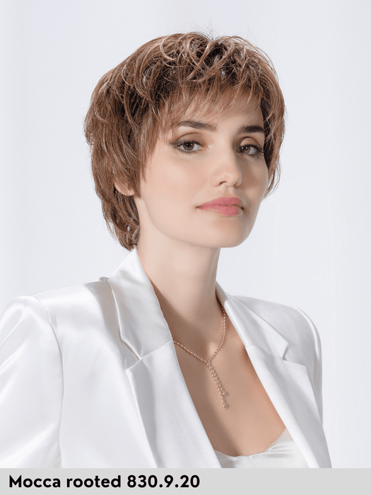 HARMONY SOFT - 100% fatta a mano, attaccatura naturale, riga libera - Wig Love - Parrucca SinteticaMocca Rooted