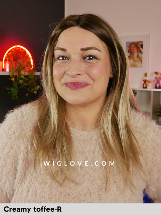 harper alexander couture parrucca lunga liscia scalata in fibra sintetica tradizionale lacefront riga centrale