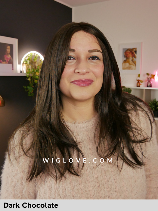 harper alexander couture parrucca lunga liscia scalata in fibra sintetica tradizionale lacefront riga centrale