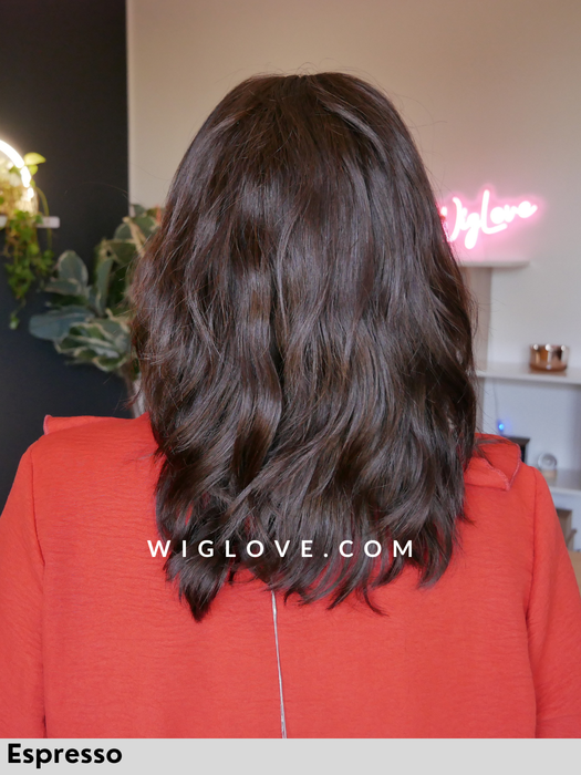 hh remy emma gisela mayer parrucca capello naturale remy mossa alle spalle frangetta lacefront riga centrale retro aperto e fatto a macchina
