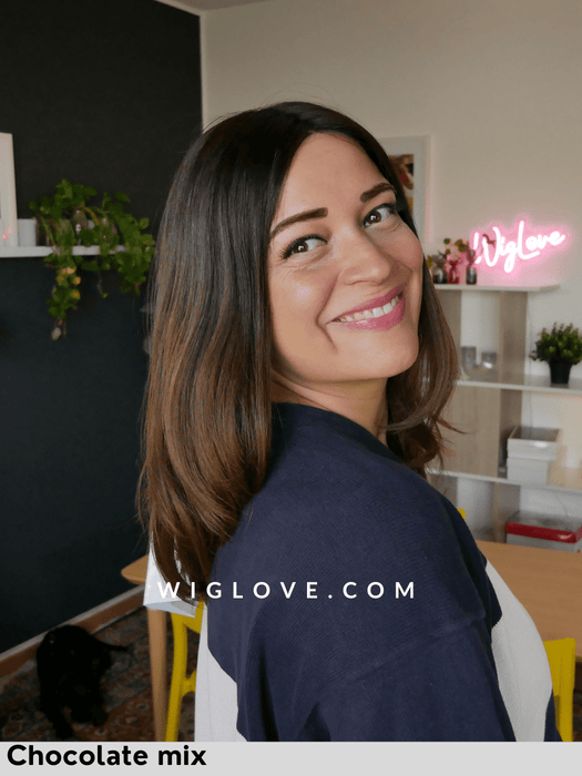 HH REMY ENERGY Capelli Naturali Remy - riga libera, attaccatura naturale, pettinini - Wig Love - Parrucca Capelli VeriChocolate Mix