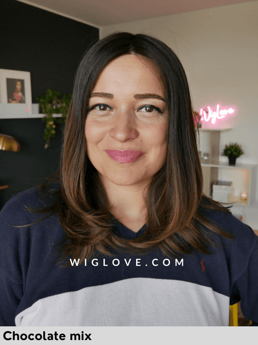 HH REMY ENERGY Capelli Naturali Remy - riga libera, attaccatura naturale, pettinini - Wig Love - Parrucca Capelli VeriChocolate Mix