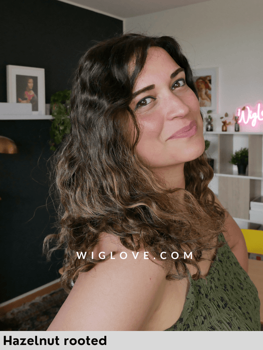 HH REMY SUPER CURL - Capelli Naturali Remy - attaccatura naturale, doppio monofilamento, retro chiuso - Wig Love - Parrucca Capelli VeriHazelnut rooted HH