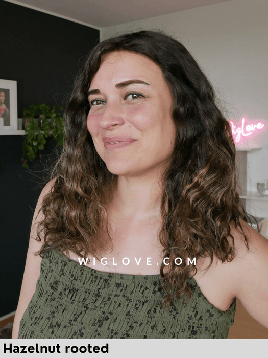 HH REMY SUPER CURL - Capelli Naturali Remy - attaccatura naturale, doppio monofilamento, retro chiuso - Wig Love - Parrucca Capelli VeriHazelnut rooted HH