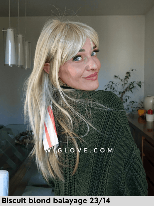 hi club gisela mayer parrucca lunga liscia con frangetta fibra sintetica termoresistente 100% fatta a macchina