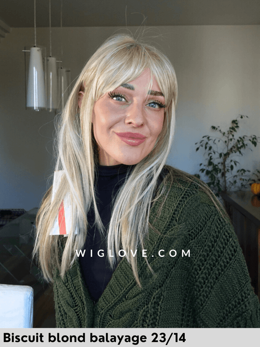 hi club gisela mayer parrucca lunga liscia con frangetta fibra sintetica termoresistente 100% fatta a macchina