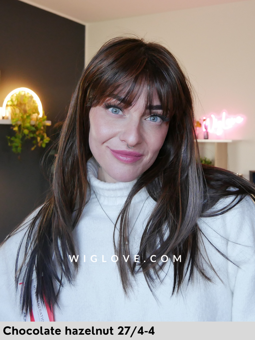 hi club gisela mayer parrucca lunga liscia con frangetta fibra sintetica termoresistente 100% fatta a macchina