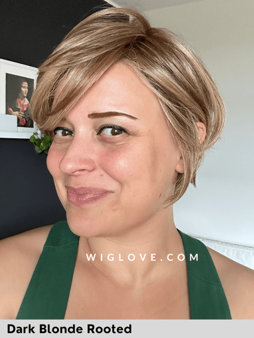 HI FLIRT SMALL - piccolo lace front, riga sinistra - Wig Love - Parrucca SinteticaDark Blond Rooted 12/14/26+12