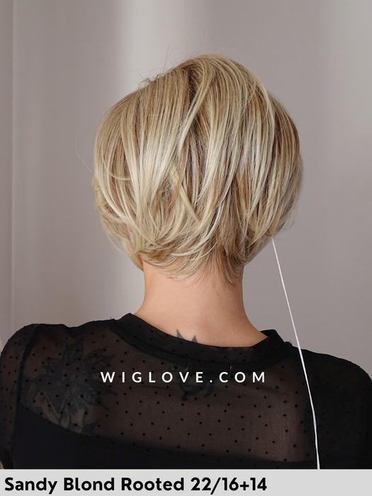 hi flirt gisela mayer parrucca corta e scalata in fibra sintetica termoresistente pixie cut mini-lacefront riga sinistra retro aperto e fatto a macchina taglia small