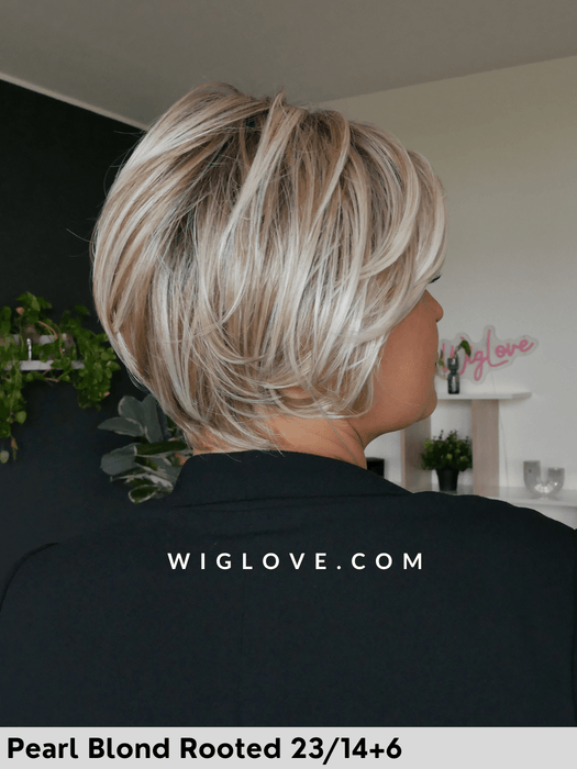 hi flirt large gisela mayer parrucca corta  scalata carrè caschetto  sintetico termoresistente lacefront riga sinistra parrucche chemioterapia dispositivo medico CE