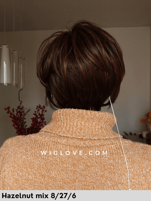 hi flirt gisela mayer parrucca corta e scalata in fibra sintetica termoresistente pixie cut mini-lacefront riga sinistra retro aperto e fatto a macchina taglia small