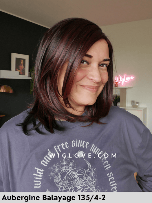 hi jill gisela mayer parrucca sintetica piasreabile piga liscia taglio scalato piccolo lacefront riga sinistra retro aperto e fatto a macchina 