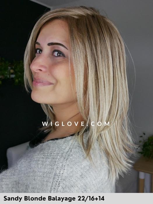 HI JILL LARGE - piccolo lace front, riga sinistra - Wig Love - Parrucca SinteticaSandy Blond Balayage