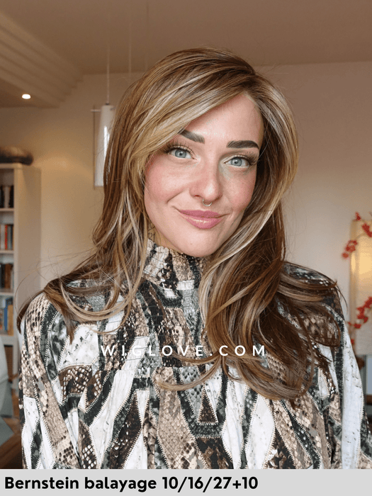 hi pauline gisela mayer parrucca lunga e scalata con frangetta 3 taglie fibra sintetica termoresistente parrucca piastrabile mini-lacefront riga sinistra