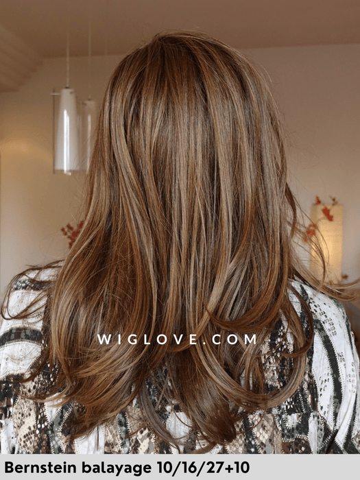 hi pauline gisela mayer parrucca lunga e scalata con frangetta 3 taglie fibra sintetica termoresistente parrucca piastrabile mini-lacefront riga sinistra