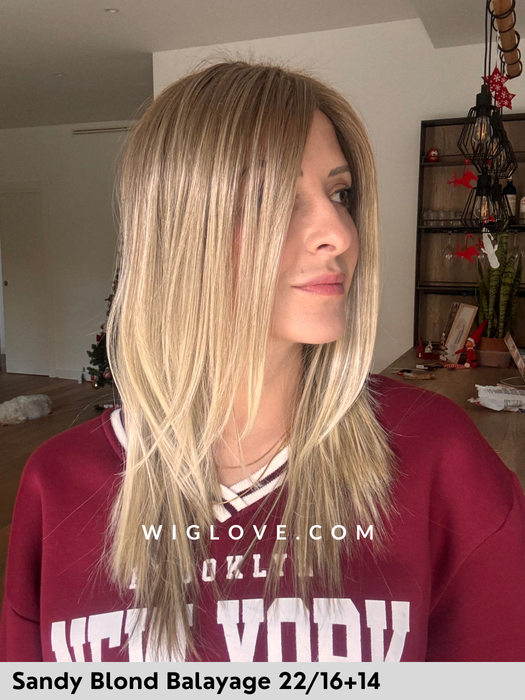 hi run gisela mayer parrucca media scalata liscia in fibra sintetica termoresistente con mini lacefront e monofilamento al vortice retro aperto e fatto a macchina