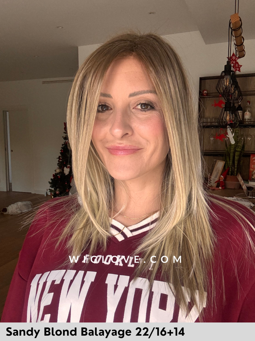 hi run gisela mayer parrucca media scalata liscia in fibra sintetica termoresistente con mini lacefront e monofilamento al vortice retro aperto e fatto a macchina