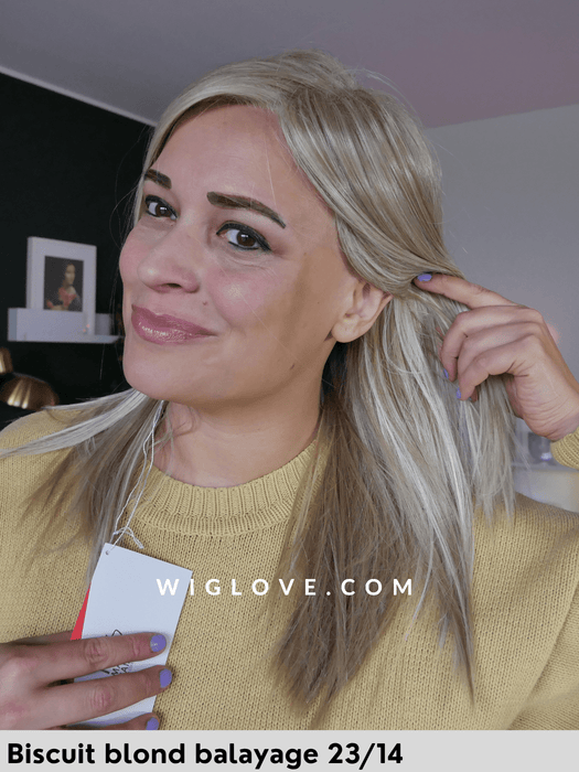 hi run gisela mayer parrucca media scalata liscia in fibra sintetica termoresistente con mini lacefront e monofilamento al vortice retro aperto e fatto a macchina