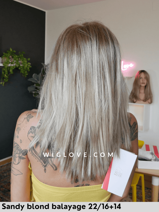 hi run gisela mayer parrucca media scalata liscia in fibra sintetica termoresistente con mini lacefront e monofilamento al vortice retro aperto e fatto a macchina