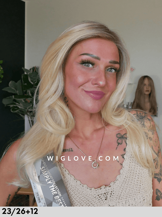 high end techno power lace gisela mayer parrucca lunga e scalata in fibra sintetica piastrabile fatta a mano lacefront riga libera antiscivolo 