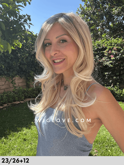 high end techno power lace gisela mayer parrucca lunga e scalata in fibra sintetica piastrabile fatta a mano lacefront riga libera antiscivolo 