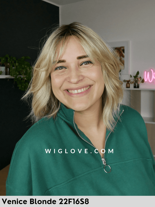 hollie parrucca alle spalle mossa con frangetta in fibra termoresistente 100% fatta a mano jon renau  attaccatura naturale riga libera