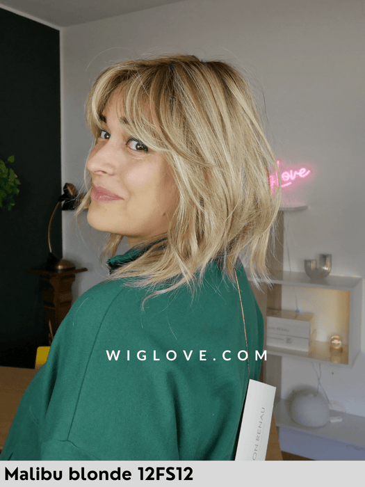 hollie parrucca alle spalle mossa con frangetta in fibra termoresistente 100% fatta a mano jon renau  attaccatura naturale riga libera